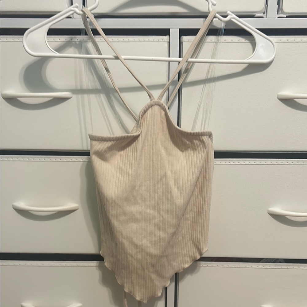 Wild Fable Beige Ribbed Tank Top